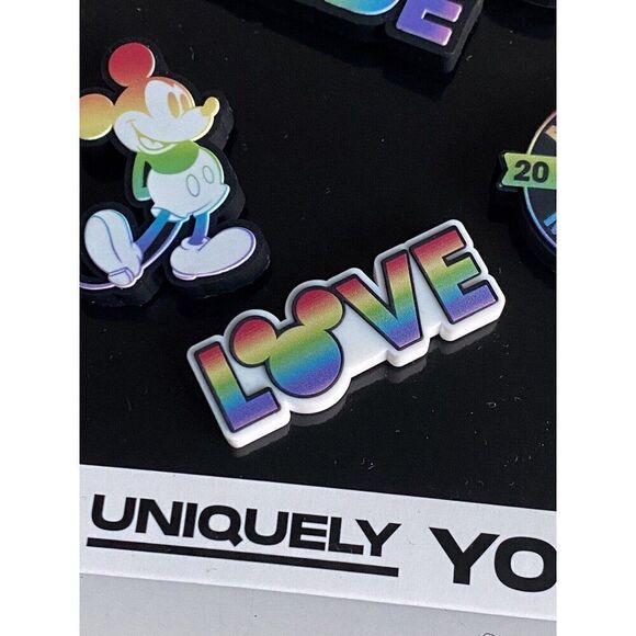 5 Pc Crocs Authentic Jibbitz Charms Disney Mickey Mouse Pride Pack Love Rainbow - Picture 5 of 8